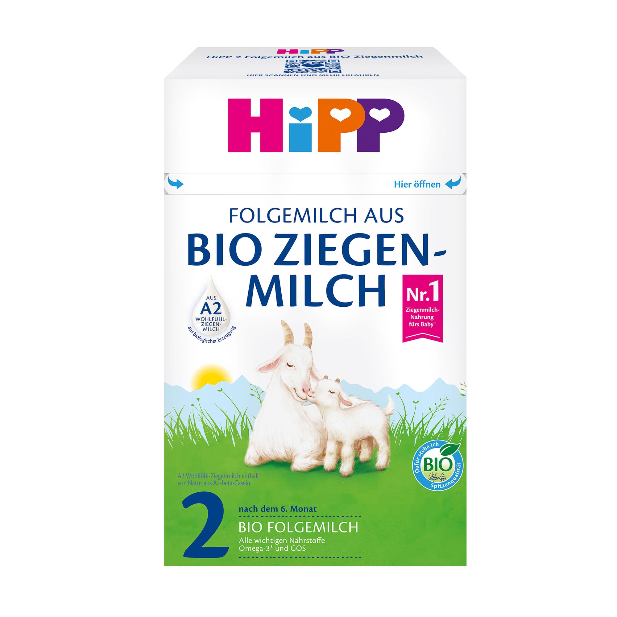 Дитяча органічна суха молочна суміш HiPP 2 на козиному молоці, від 6 місяців, 400 г